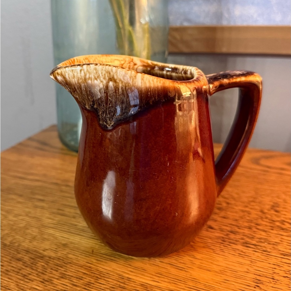 Vintage Kathy Kale Stoneware Creamer Brown Drip Glaze Pottery Pitcher